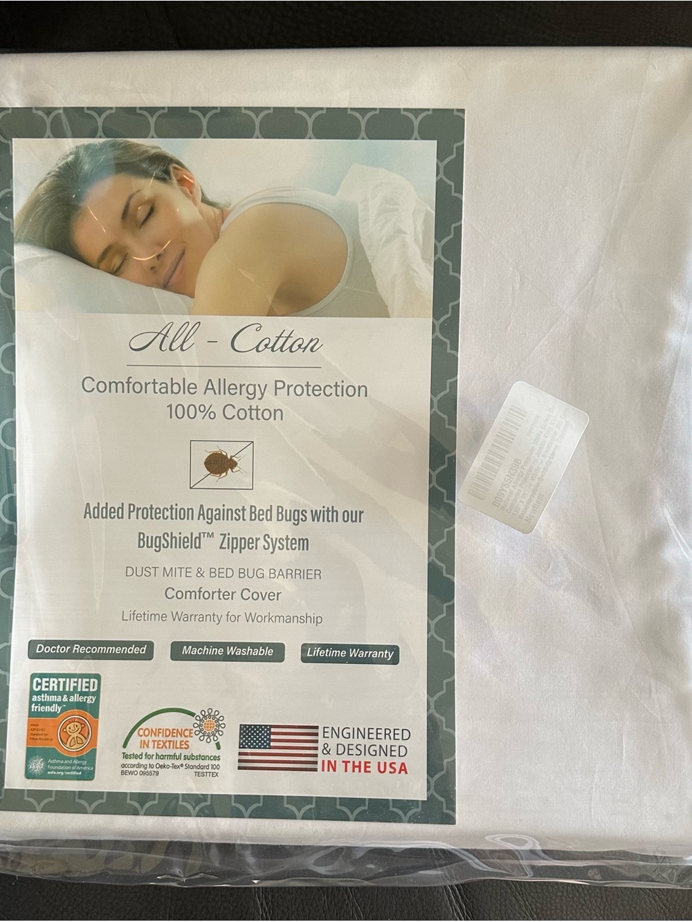 All-Cotton White Duvet Cover - Allergy Protection Jumbo King 110x96 NWT